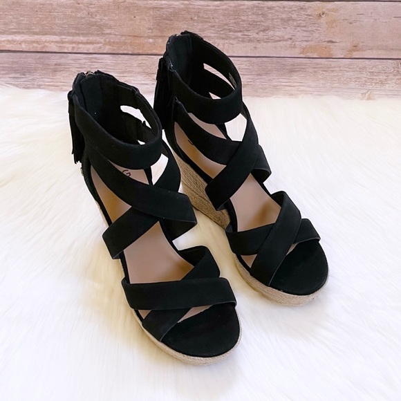 UGG Raquel Black Espadrille Platform Wedge Sandals - Picture 3 of 8